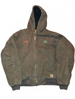 Vintage Berne Duck Canvas Hooded Work Jacket Men's Large Brown y2k 2000s